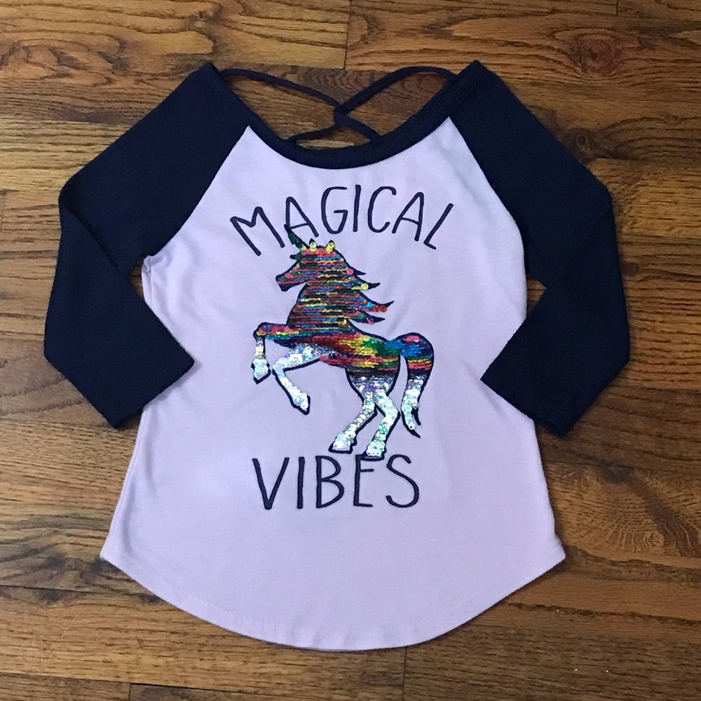 Girls Arizona Jean Multicolor Double Side Sequin Unicorn Blouse Magical Vibes